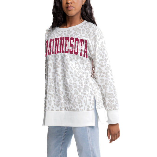 Women's Gameday Couture Gray Minnesota Golden Gophers Side-Slit French Terry Crewneck Sweatshirt