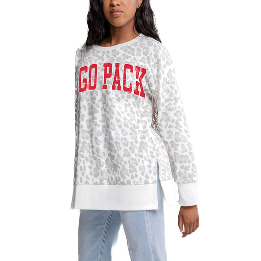 Women's Gameday Couture Gray NC State Wolfpack Side-Slit French Terry Crewneck Sweatshirt