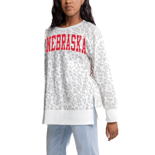 Women's Gameday Couture Gray Nebraska Huskers Side-Slit French Terry Crewneck Sweatshirt