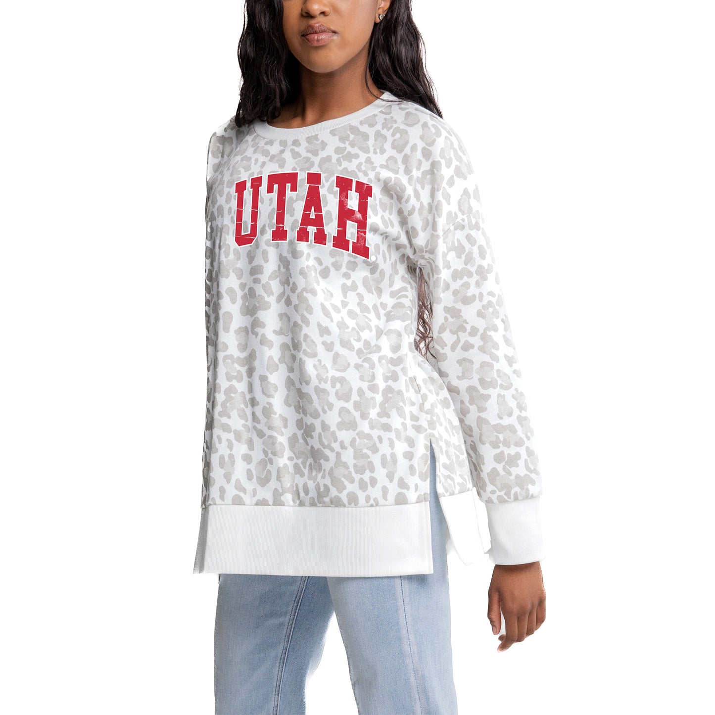 Women's Gameday Couture Gray Utah Utes Side-Slit French Terry Crewneck Sweatshirt