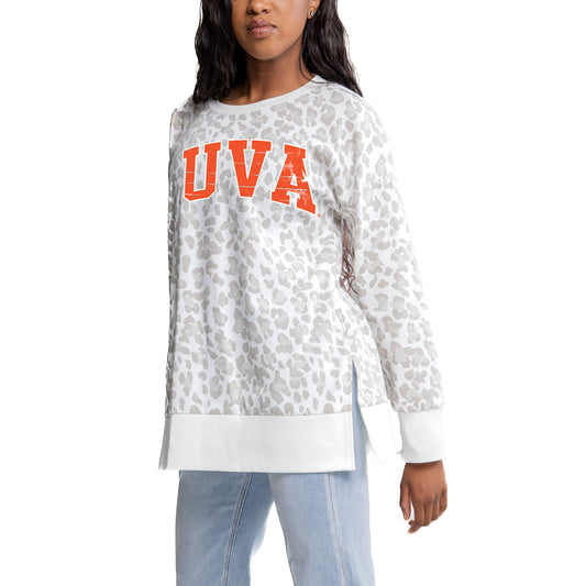 Women's Gameday Couture Gray Virginia Cavaliers Side-Slit French Terry Crewneck Sweatshirt