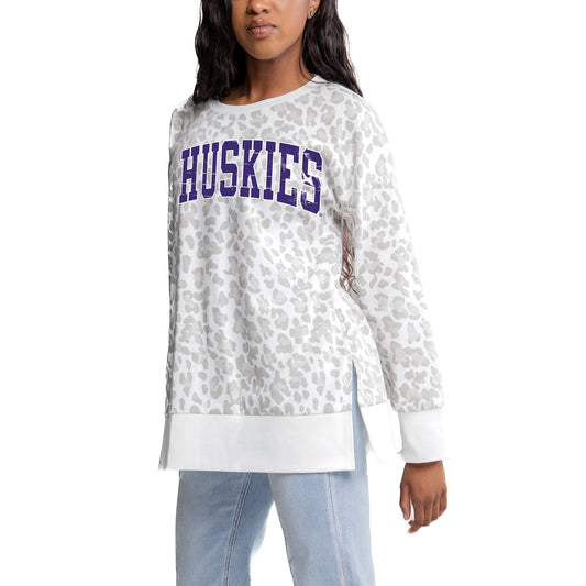 Women's Gameday Couture Gray Washington Huskies Side-Slit French Terry Crewneck Sweatshirt
