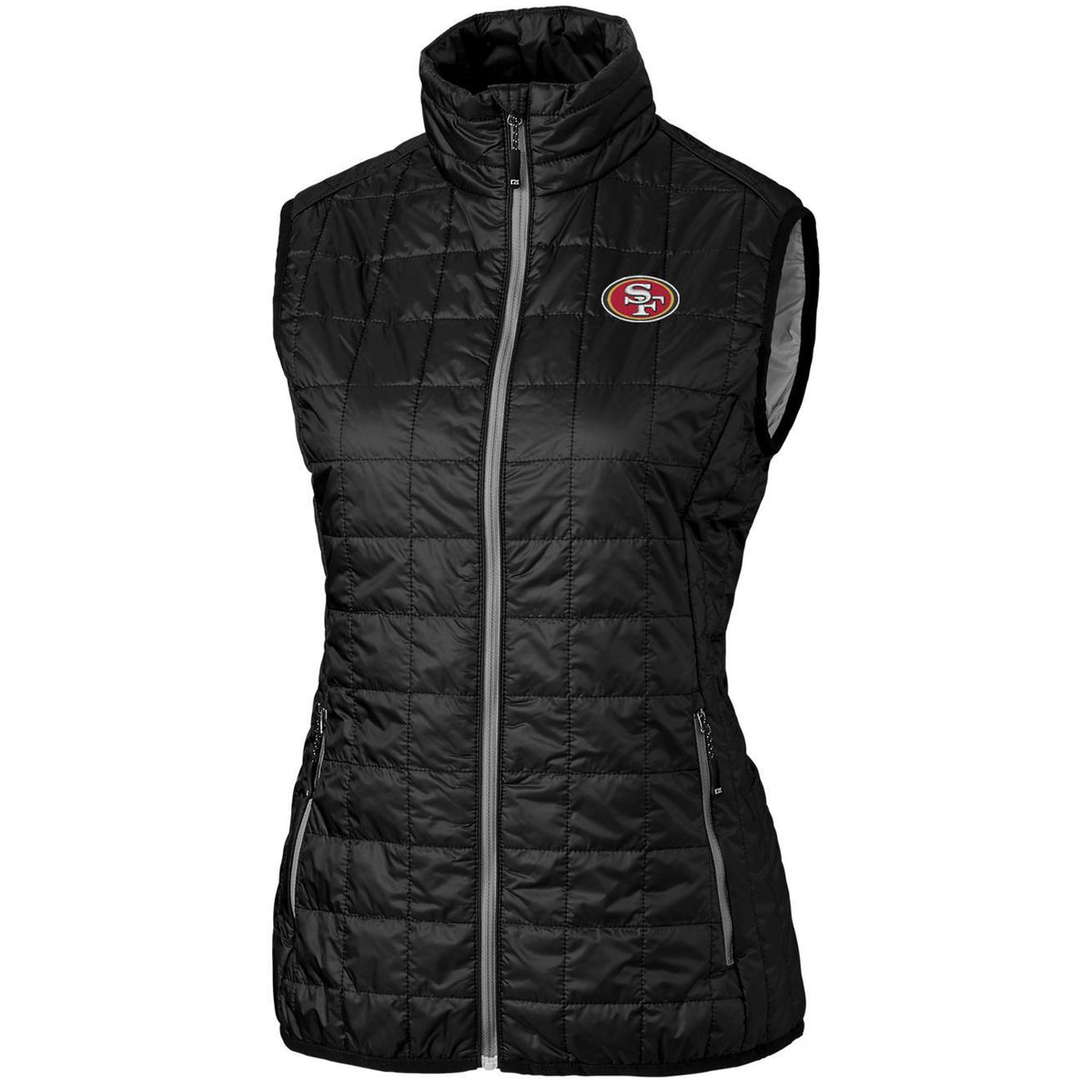 Women's Cutter & Buck Black San Francisco 49ers Rainier PrimaLoft Eco Full-Zip Vest