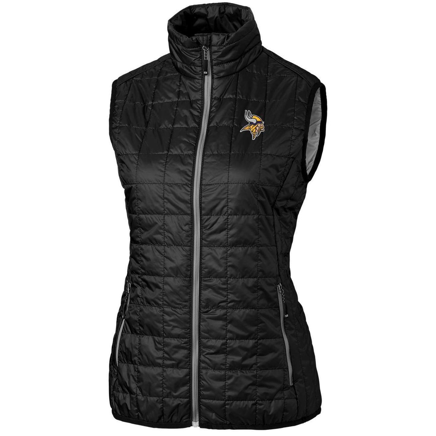 Women's Cutter & Buck Black Minnesota Vikings Rainier PrimaLoft Eco Full-Zip Vest