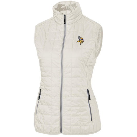 Women's Cutter & Buck Cream Minnesota Vikings Rainier PrimaLoft Eco Full-Zip Vest