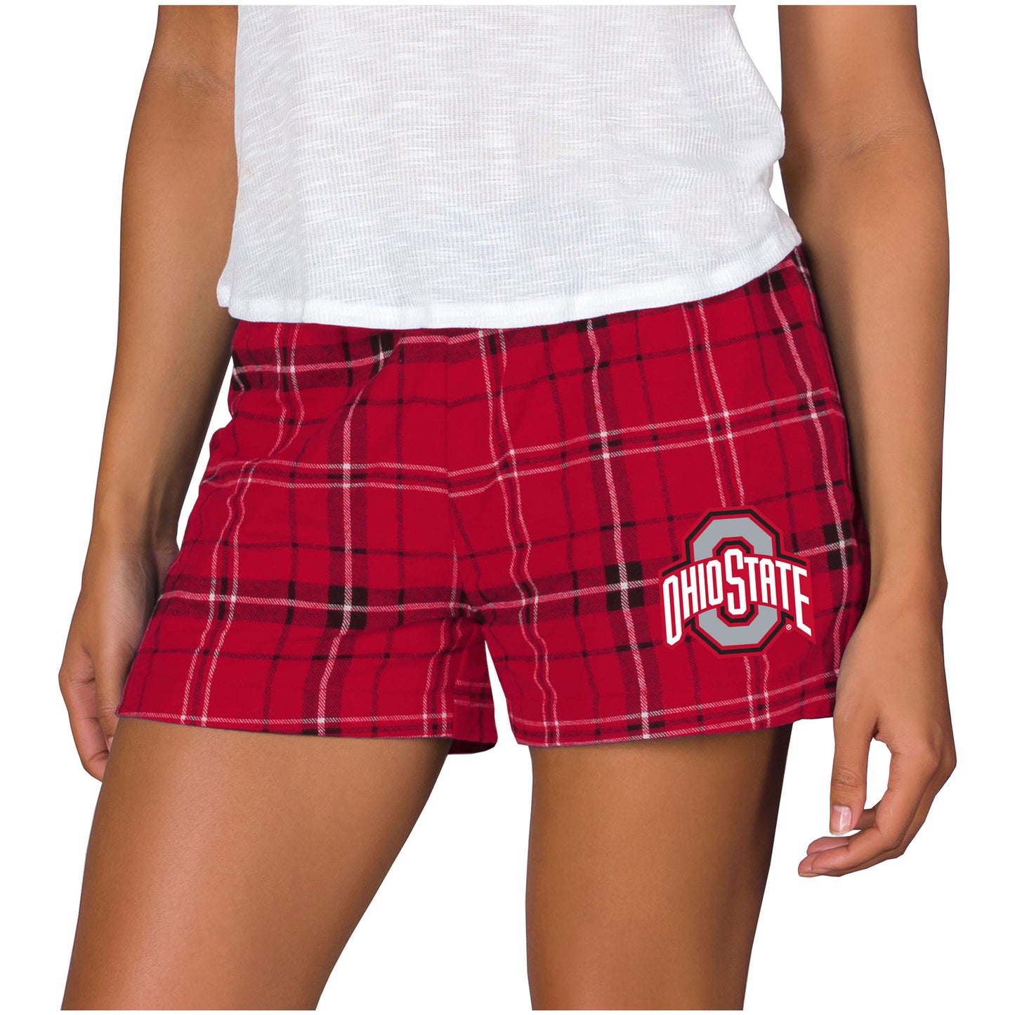 Women's Concepts Sport Scarlet/Black Ohio State Buckeyes Ultimate Flannel Sleep Shorts