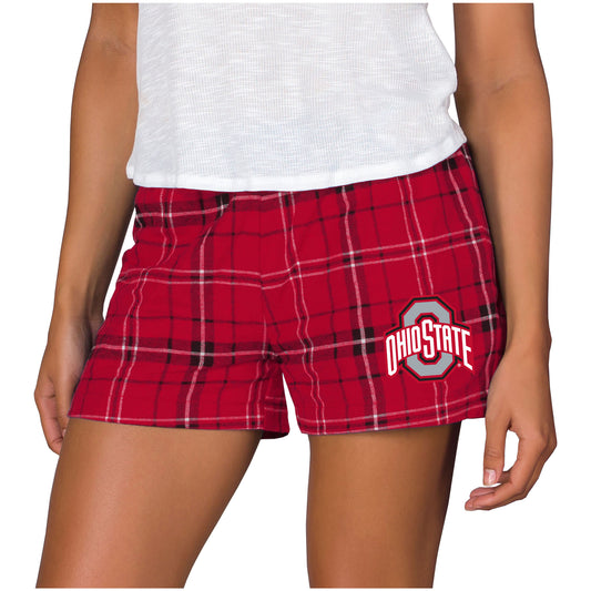 Women's Concepts Sport Scarlet/Black Ohio State Buckeyes Ultimate Flannel Sleep Shorts