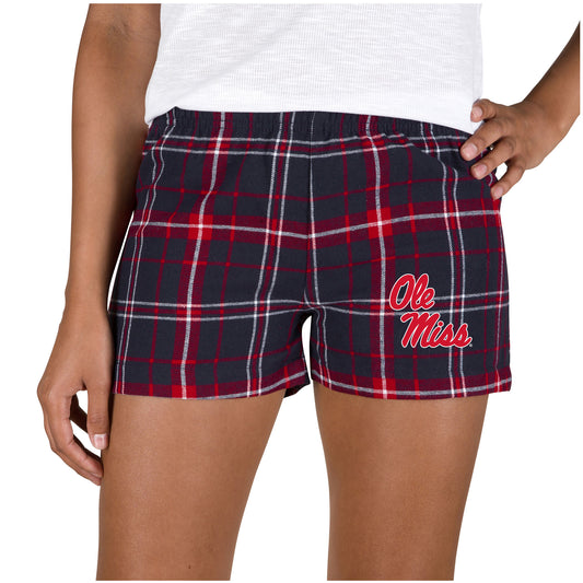 Women's Concepts Sport Navy/Red Ole Miss Rebels Ultimate Flannel Sleep Shorts