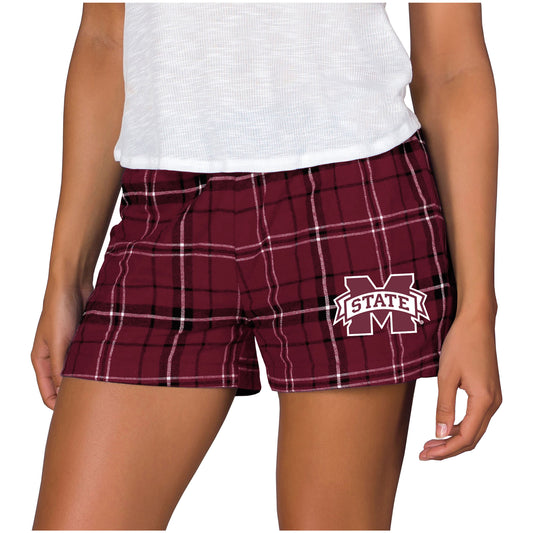 Women's Concepts Sport Maroon/Black Mississippi State Bulldogs Ultimate Flannel Sleep Shorts