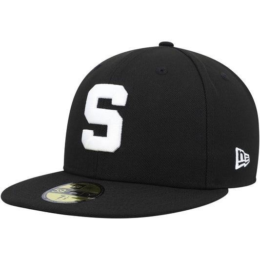 Men's New Era Michigan State Spartans Black & White 59FIFTY Fitted Hat