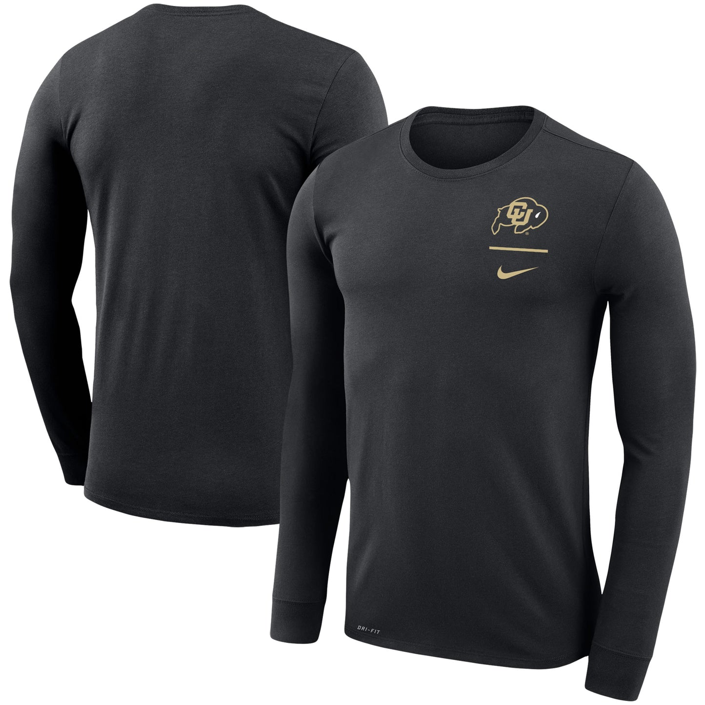 Men's Nike Black Colorado Buffaloes Logo Stack Legend Performance Long Sleeve T-Shirt