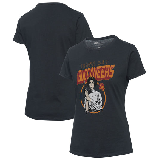 Women's Junk Food Black Tampa Bay Buccaneers Disney Star Wars Princess Leia T-Shirt