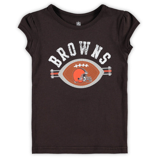 Girls Toddler Orange Cleveland Browns Football T-Shirt