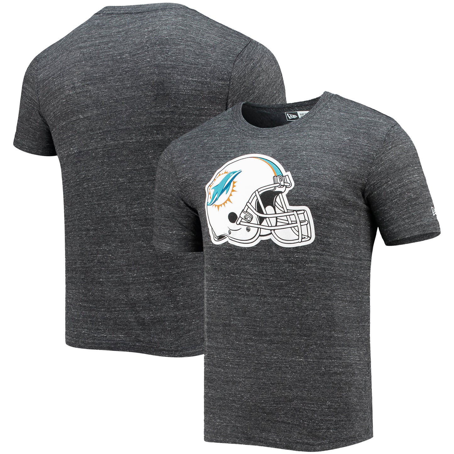 Men's New Era Black Miami Dolphins Helmet Logo Tri-Blend T-Shirt