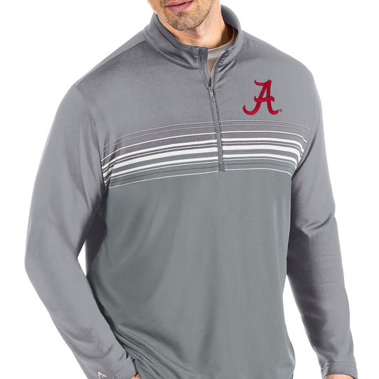 Men's Antigua Steel/Gray Alabama Crimson Tide Pace Quarter-Zip Pullover Jacket