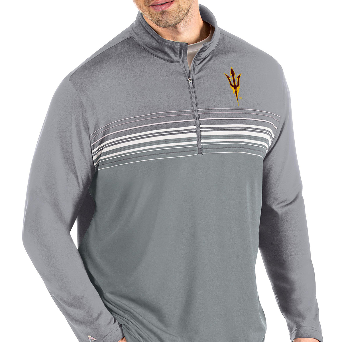 Men's Antigua Steel/Gray Arizona State Sun Devils Pace Quarter-Zip Pullover Jacket