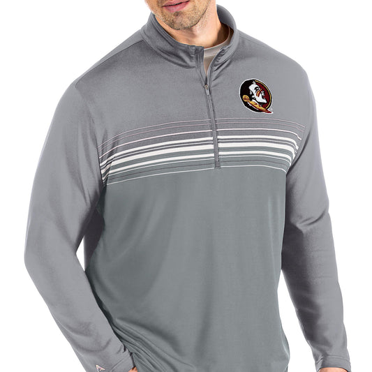 Men's Antigua Steel/Gray Florida State Seminoles Pace Quarter-Zip Pullover Jacket