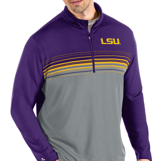 Men's Antigua Purple/Gold LSU Tigers Pace Quarter-Zip Pullover Jacket