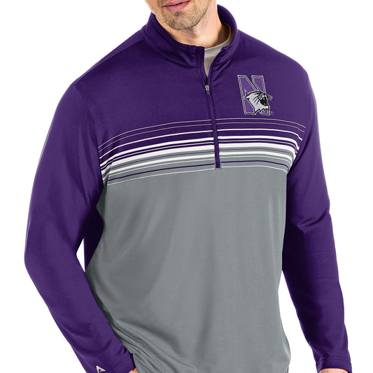 Men's Antigua Purple/Gray Northwestern Wildcats Pace Quarter-Zip Pullover Jacket