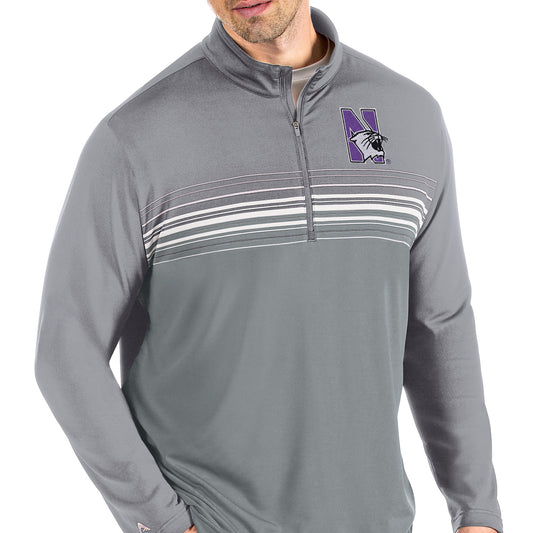 Men's Antigua Steel/Gray Northwestern Wildcats Pace Quarter-Zip Pullover Jacket