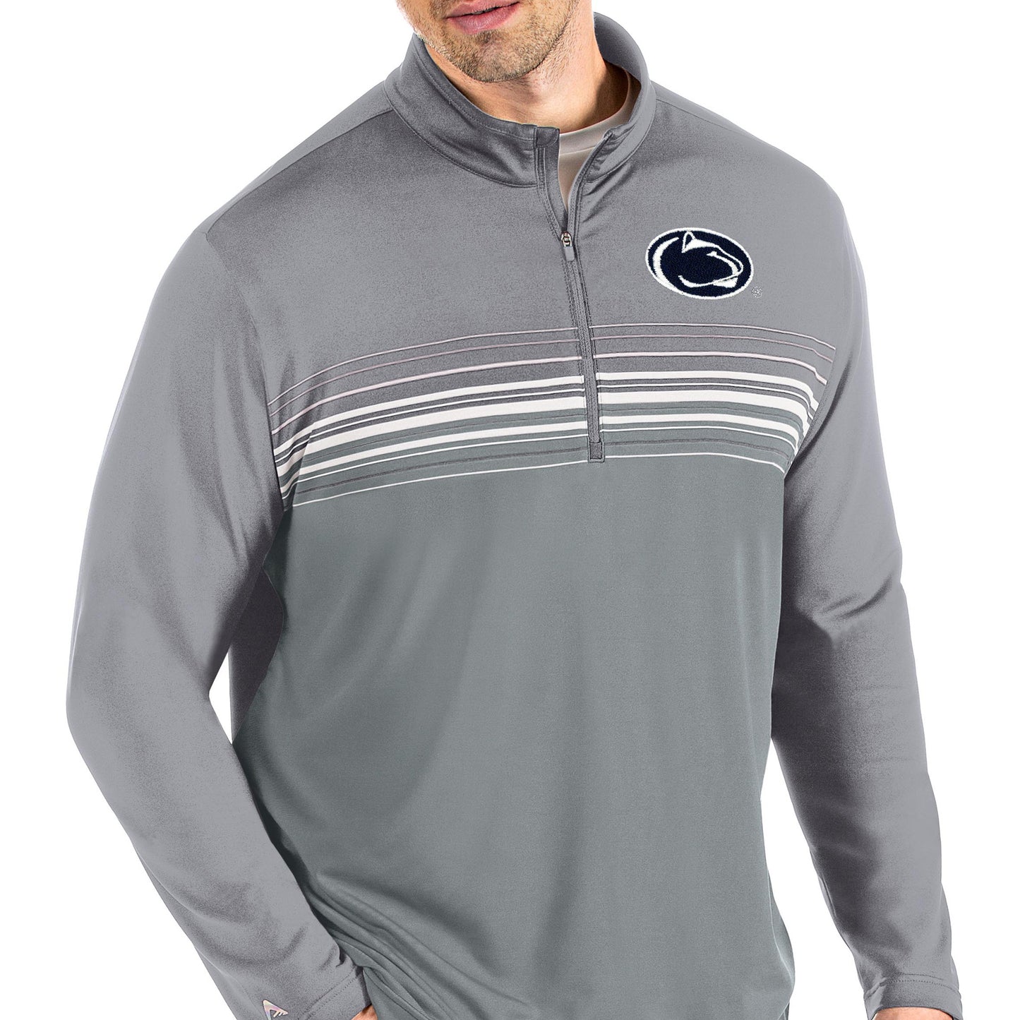 Men's Antigua Steel/Gray Penn State Nittany Lions Pace Quarter-Zip Pullover Jacket