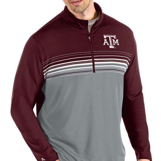 Men's Antigua Maroon/Gray Texas A&M Aggies Pace Quarter-Zip Pullover Jacket