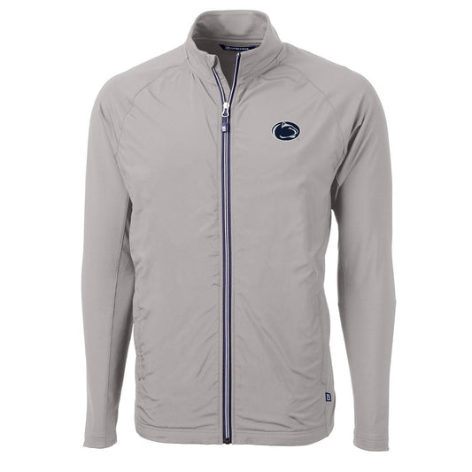 Men's Cutter & Buck Gray Penn State Nittany Lions Adapt Eco Knit Full-Zip Jacket
