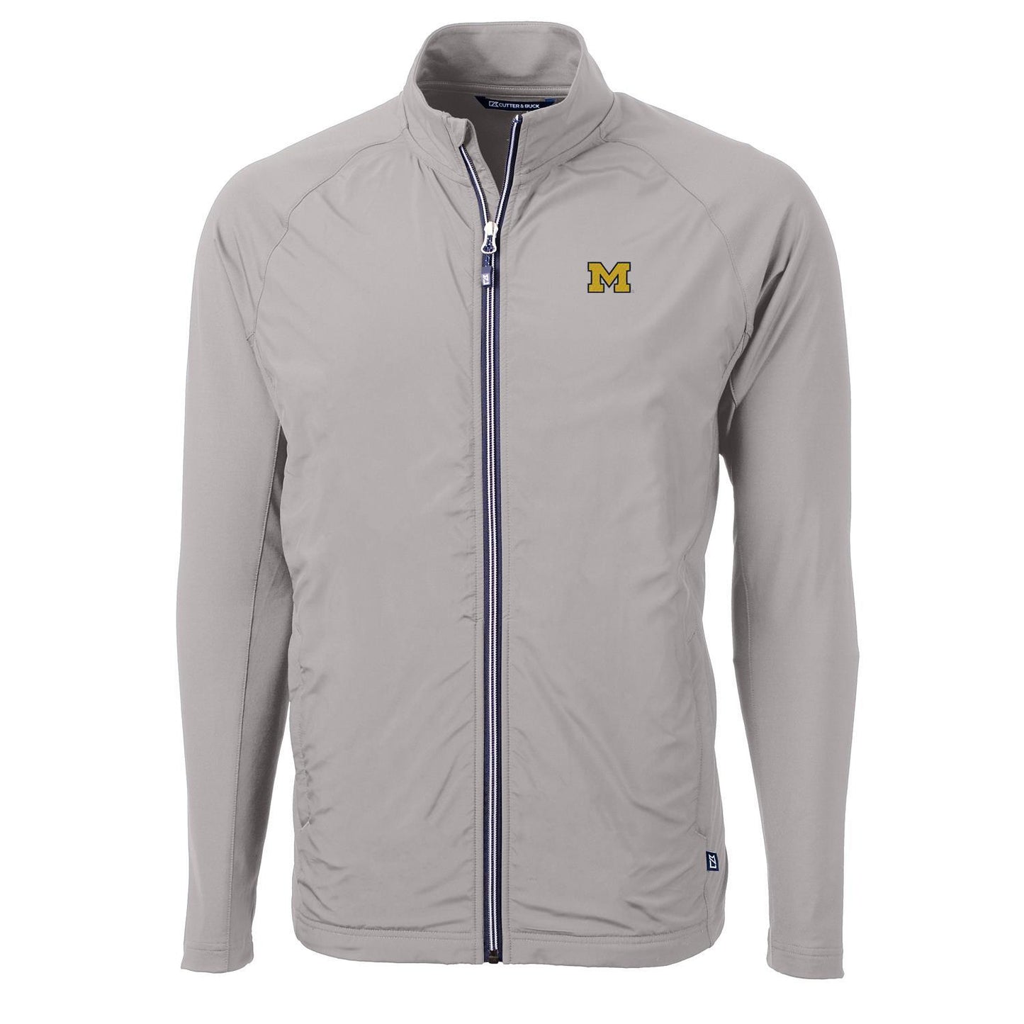 Men's Cutter & Buck Gray Michigan Wolverines Adapt Eco Knit Full-Zip Jacket