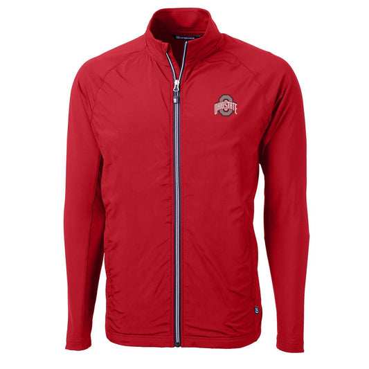 Men's Cutter & Buck Scarlet Ohio State Buckeyes Adapt Eco Knit Full-Zip Jacket