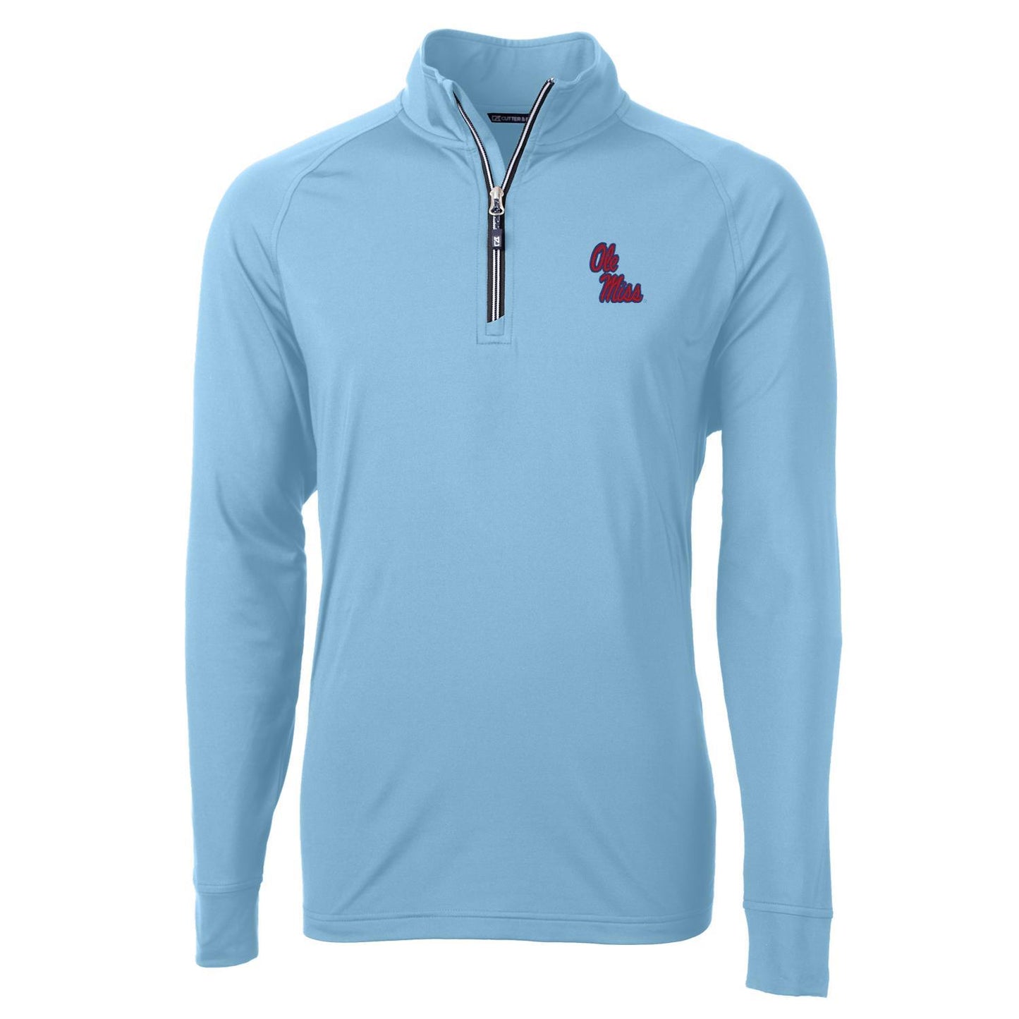 Men's Cutter & Buck Light Blue Ole Miss Rebels Adapt Eco Knit Quarter-Zip Pullover Jacket