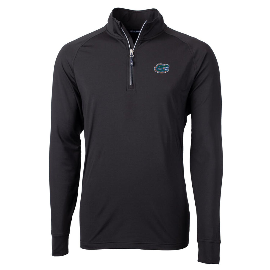 Men's Cutter & Buck Black Florida Gators Adapt Eco Knit Quarter-Zip Pullover Jacket