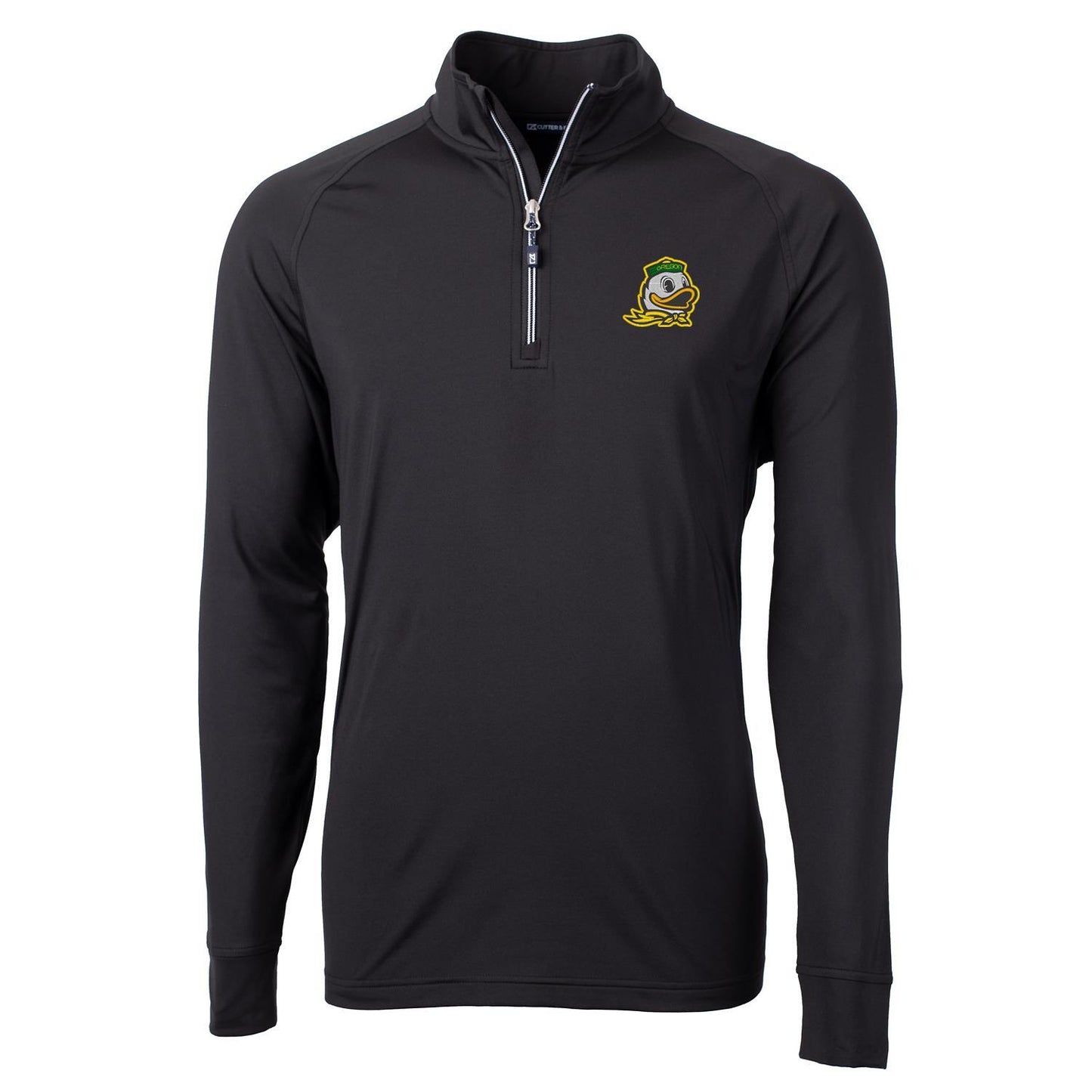 Men's Cutter & Buck Black Oregon Ducks Adapt Eco Knit Quarter-Zip Pullover Jacket