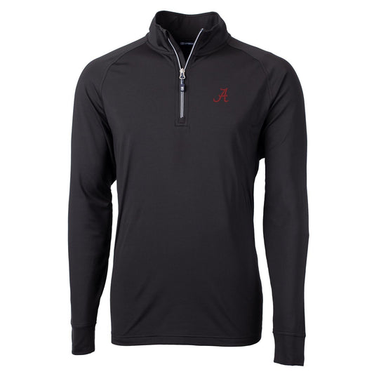 Men's Cutter & Buck Black Alabama Crimson Tide Adapt Eco Knit Quarter-Zip Pullover Jacket