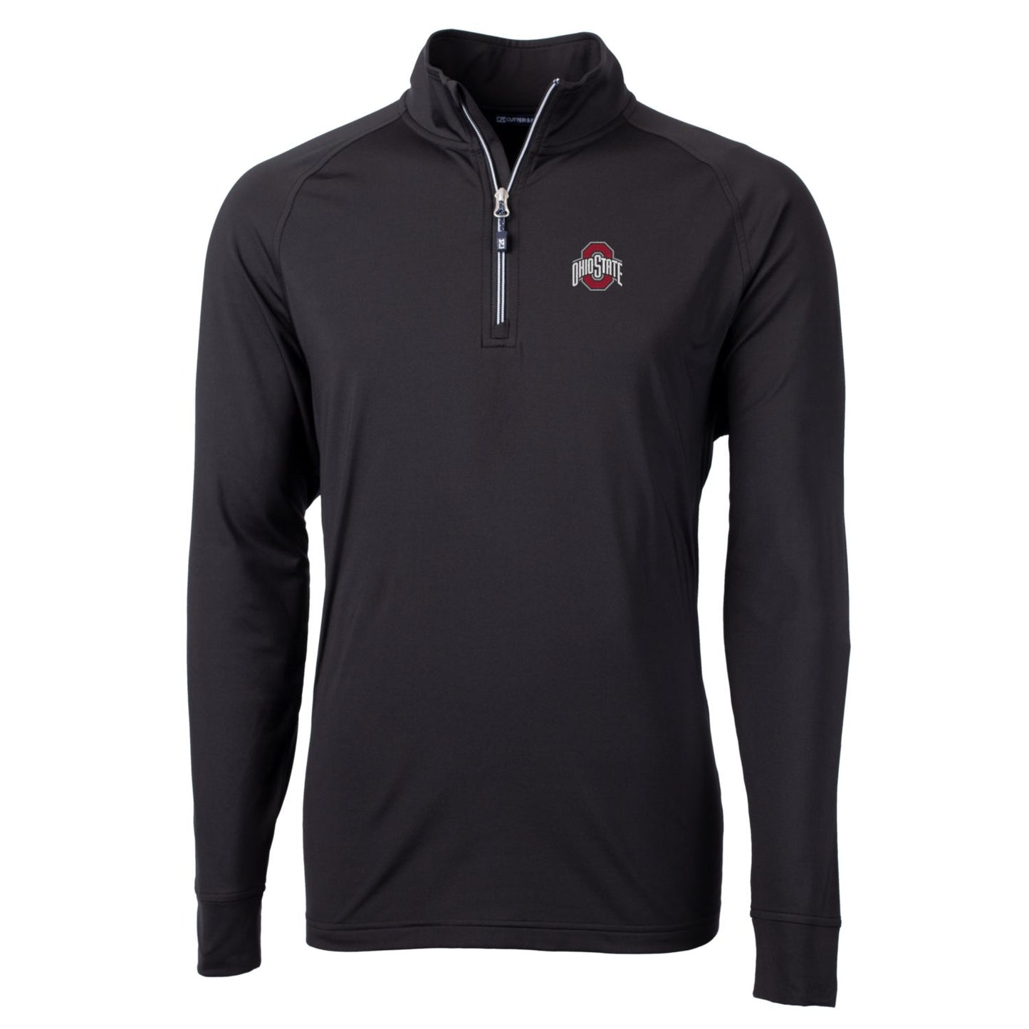 Men's Cutter & Buck Black Ohio State Buckeyes Adapt Eco Knit Quarter-Zip Pullover Jacket