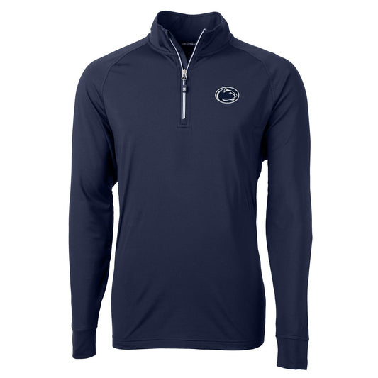 Men's Cutter & Buck Navy Penn State Nittany Lions Adapt Eco Knit Quarter-Zip Pullover Jacket