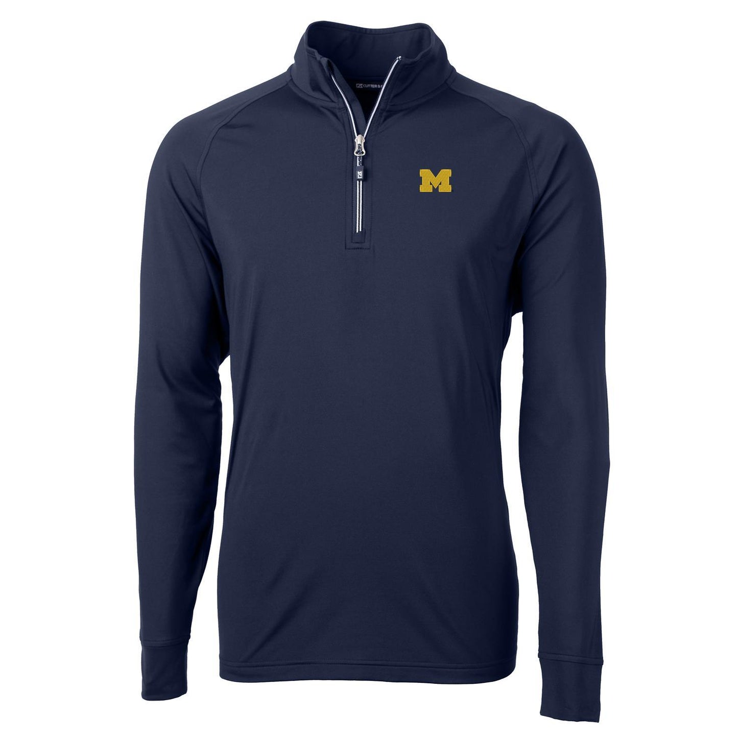 Men's Cutter & Buck Navy Michigan Wolverines Adapt Eco Knit Quarter-Zip Pullover Jacket