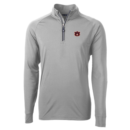 Men's Cutter & Buck Gray Auburn Tigers Adapt Eco Knit Quarter-Zip Pullover Jacket