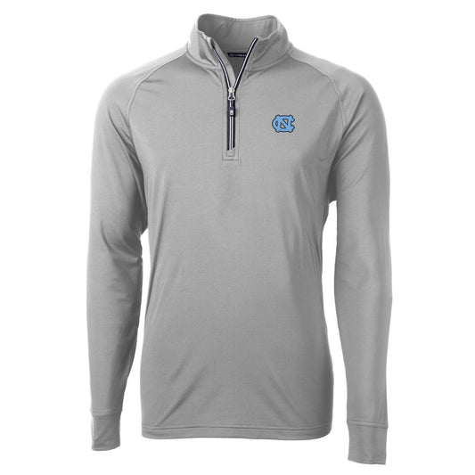 Men's Cutter & Buck Gray North Carolina Tar Heels Adapt Eco Knit Quarter-Zip Pullover Jacket