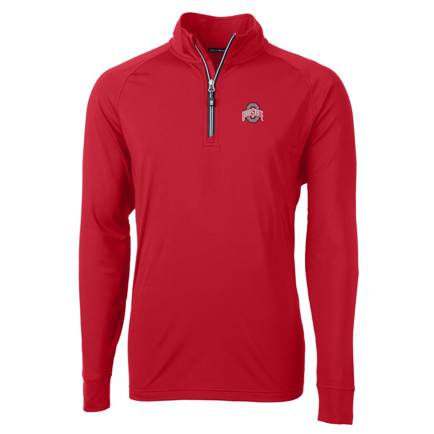 Men's Cutter & Buck Scarlet Ohio State Buckeyes Adapt Eco Knit Quarter-Zip Pullover Jacket