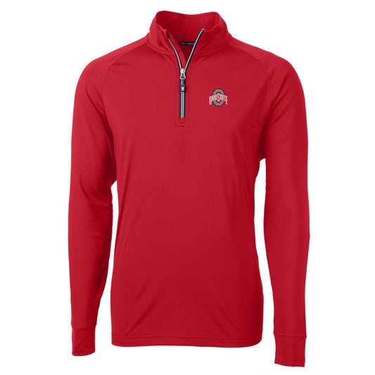 Men's Cutter & Buck Scarlet Ohio State Buckeyes Adapt Eco Knit Quarter-Zip Pullover Jacket
