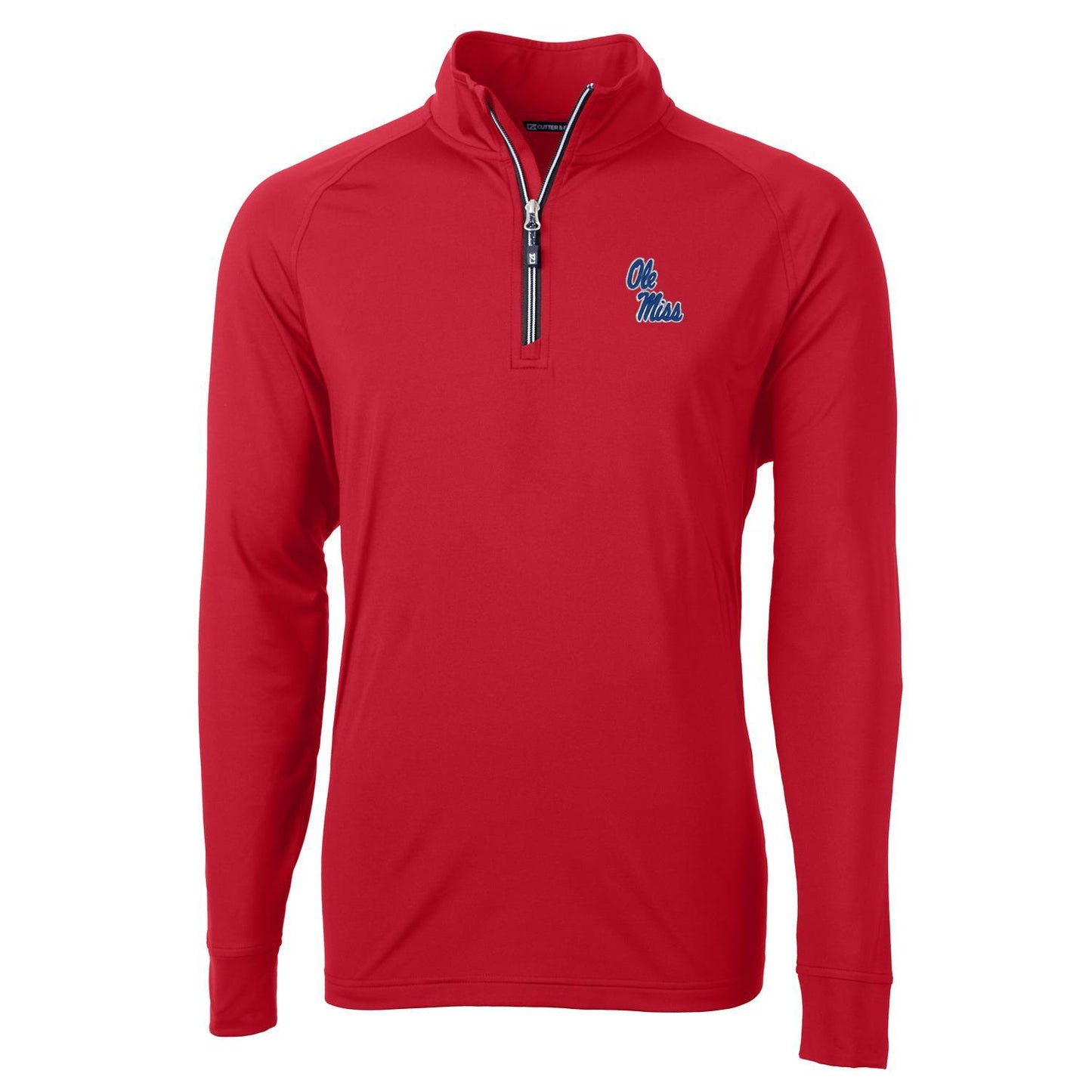 Men's Cutter & Buck Red Ole Miss Rebels Adapt Eco Knit Quarter-Zip Pullover Jacket