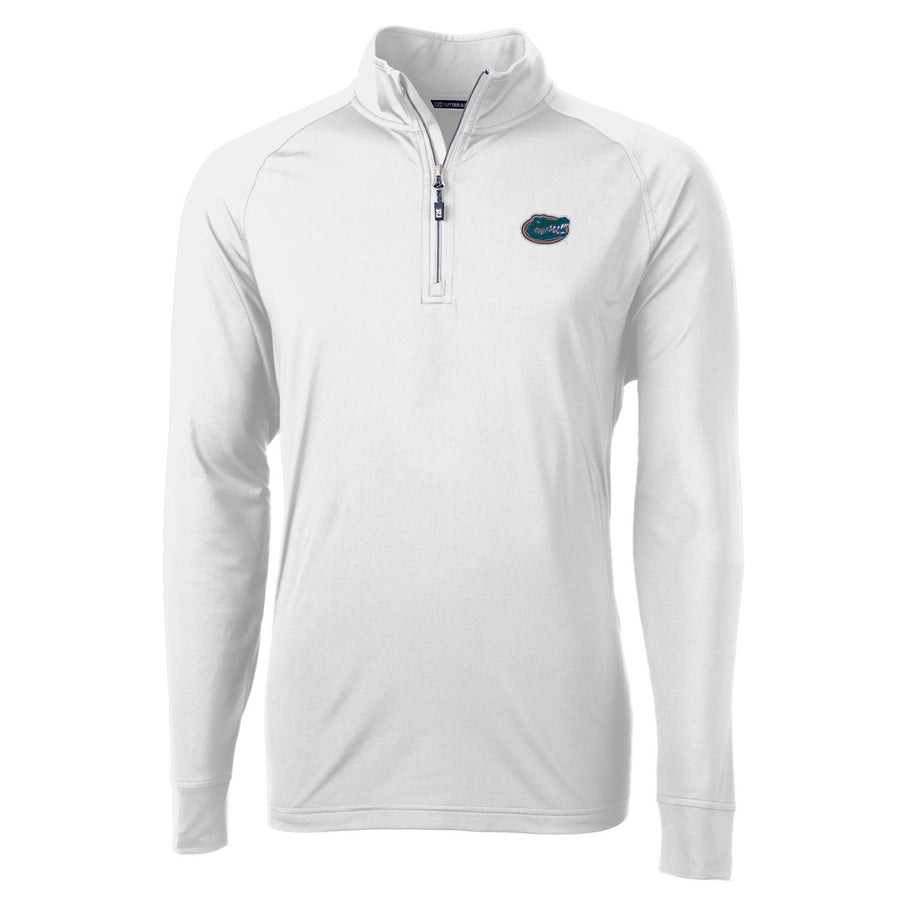 Men's Cutter & Buck White Florida Gators Adapt Eco Knit Quarter-Zip Pullover Jacket