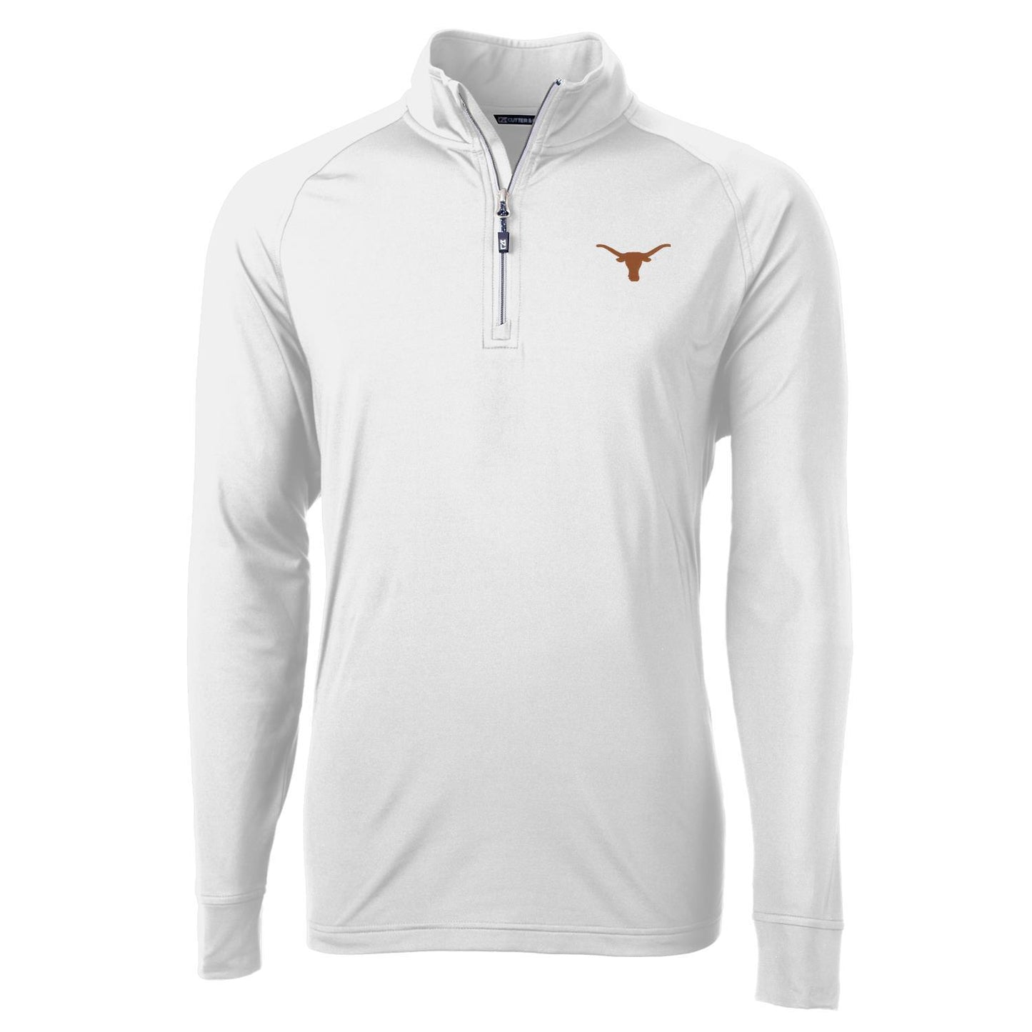 Men's Cutter & Buck White Texas Longhorns Adapt Eco Knit Quarter-Zip Pullover Jacket