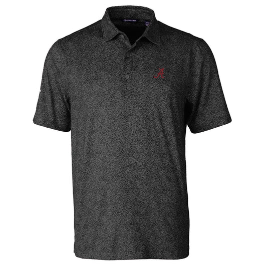 Men's Cutter & Buck Black Alabama Crimson Tide Pike Constellation Print Stretch Polo