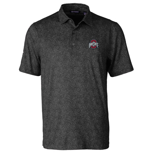 Men's Cutter & Buck Black Ohio State Buckeyes Pike Constellation Print Stretch Polo