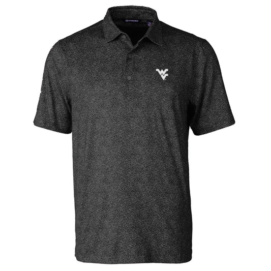 Men's Cutter & Buck Black West Virginia Mountaineers Pike Constellation Print Stretch Polo