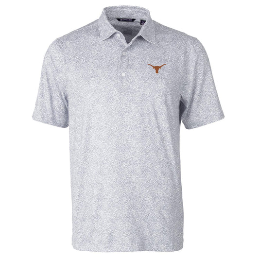 Men's Cutter & Buck Gray Texas Longhorns Pike Constellation Print Stretch Polo