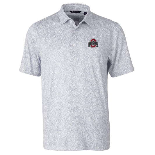 Men's Cutter & Buck Gray Ohio State Buckeyes Pike Constellation Print Stretch Polo