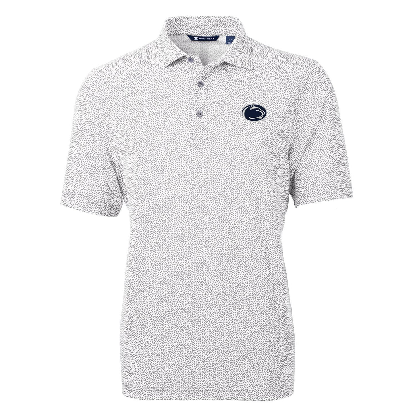 Men's Cutter & Buck Gray Penn State Nittany Lions Virtue Eco Pique Botanical Print Polo