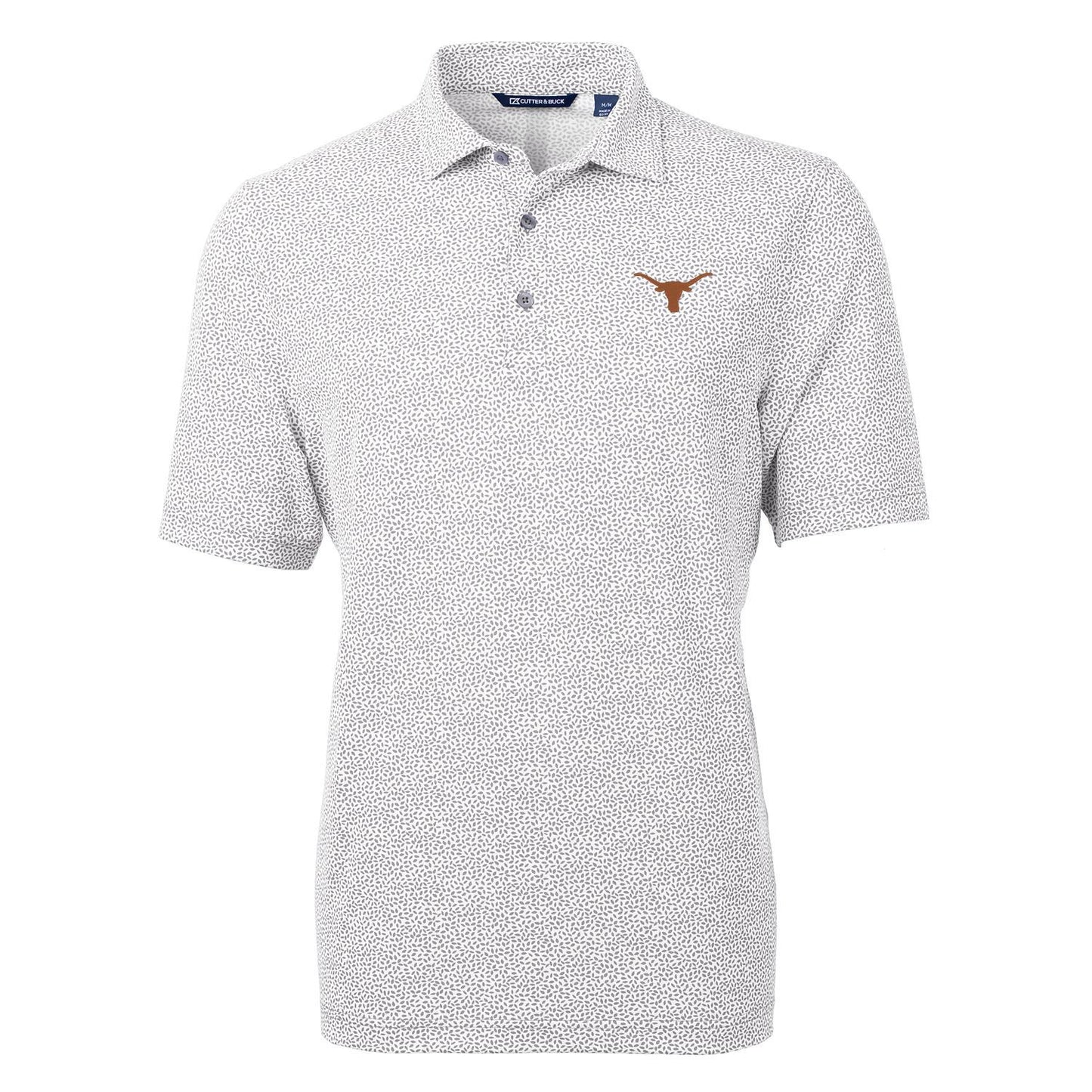 Men's Cutter & Buck Gray Texas Longhorns Virtue Eco Pique Botanical Print Polo